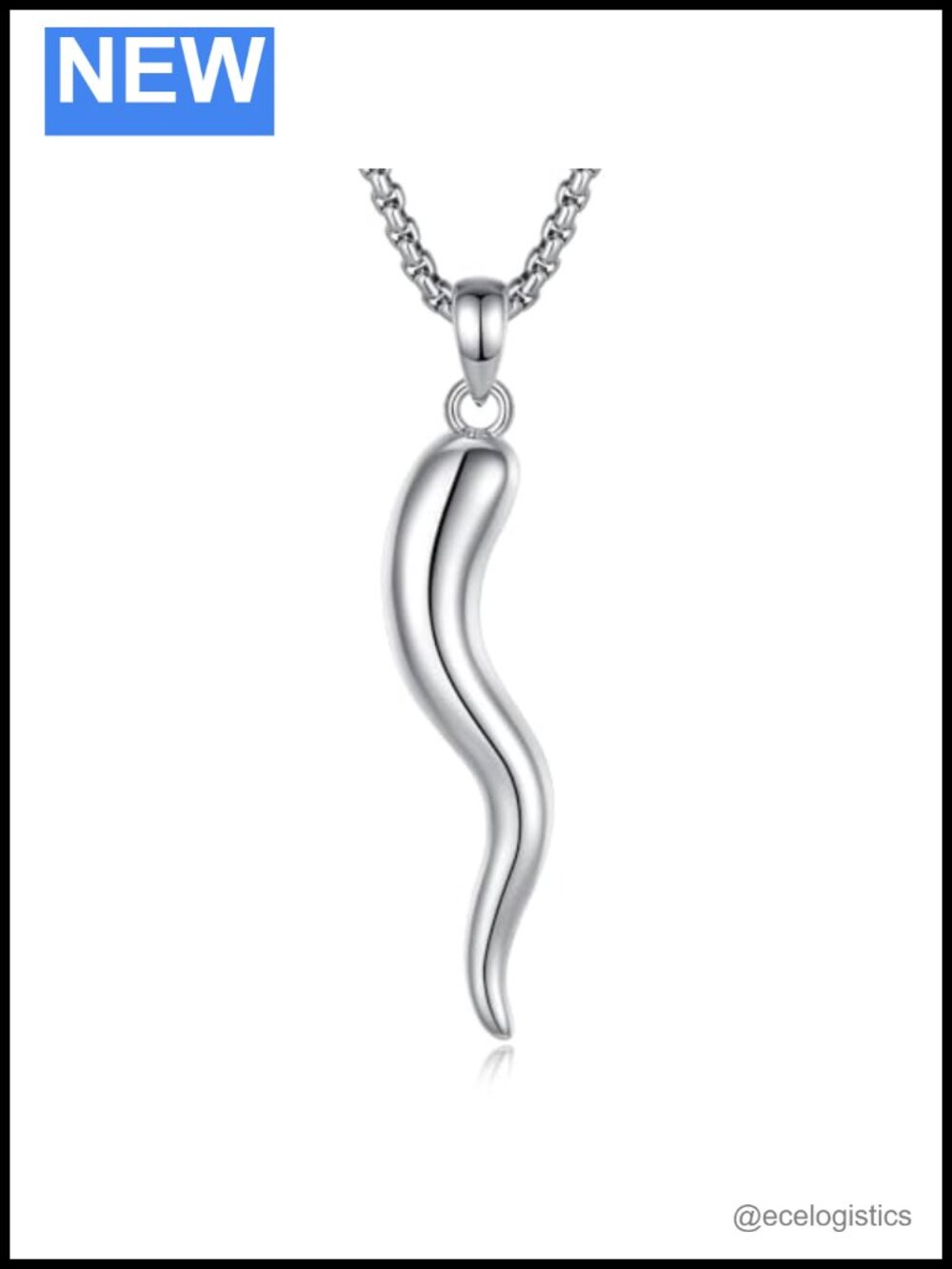 S925 Sterling Silver Italian Horn Cornicello Pendant Necklace Protection Amulet